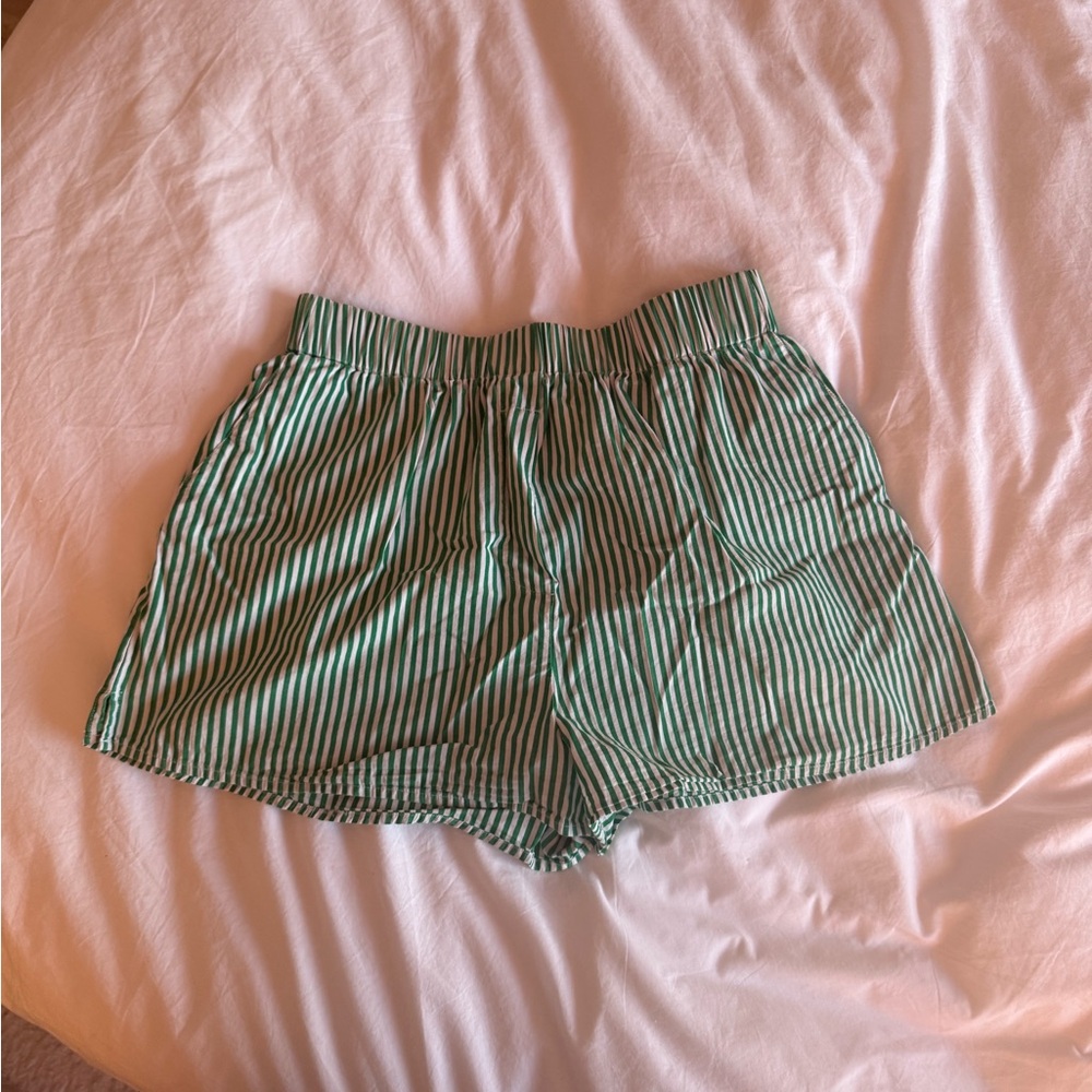 Daily Drills Green Striped Shorts